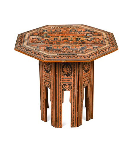Lot 487 - A Burmese red lacquer occasional table, 20th century