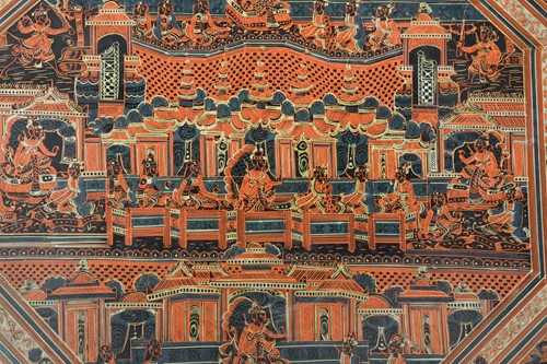 Lot 487 - A Burmese red lacquer occasional table, 20th century