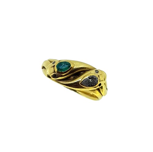 Lot 83 - An emerald and diamond serpent ring