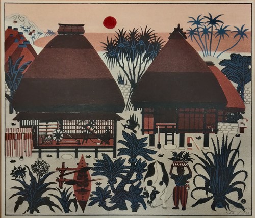 Lot 267 - Taizo Minagawa (1917-2005) Village Scene,...