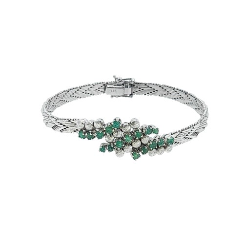 Lot 90 - A late 20th century emerald bracelet