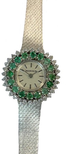 Lot 321 - Morago - An emerald and diamond set cocktail watch