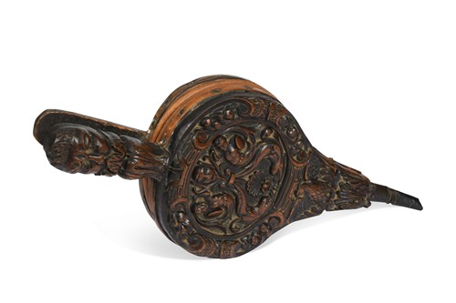 Lot 516 - A pair of carved wood bellows, 18th or 19th century