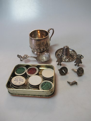 Lot 237 - A silver christening cup and a silver caddy...