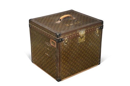 Lot 100 - A Louis Vuitton lady's hat box or square steamer trunk, circa 1940s