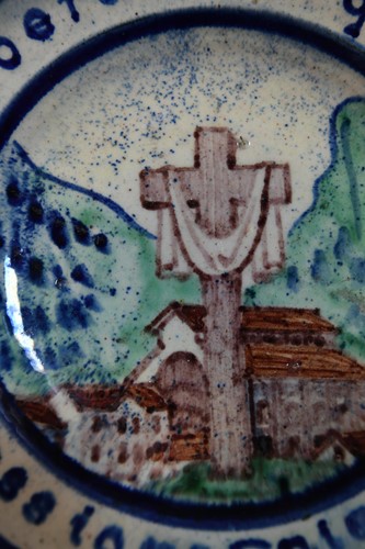 Lot 46 - Anton Lang (1875-1938), an Oberammergau pottery plate, 1922