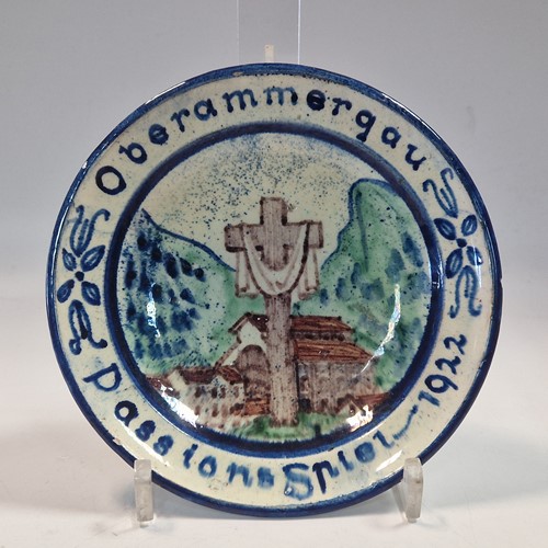 Lot 46 - Anton Lang (1875-1938), an Oberammergau pottery plate, 1922