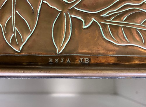Lot 152 - A Keswick School of Industrial Arts brass framed wall mirror
