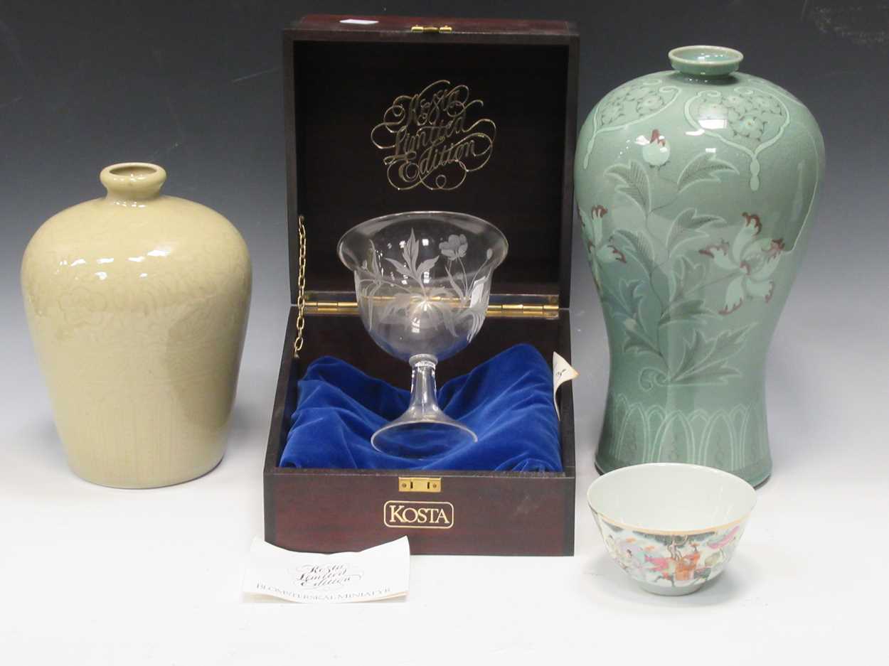 Lot 18 - A Meiping shape porcelain vase and another...