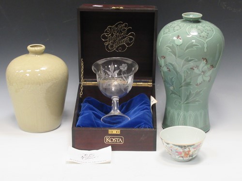 Lot 18 - A Meiping shape porcelain vase and another...