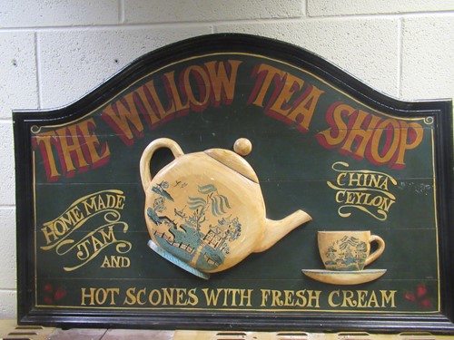 Lot 117 - 'The Willow Tea Shop' painted advertising sign,...