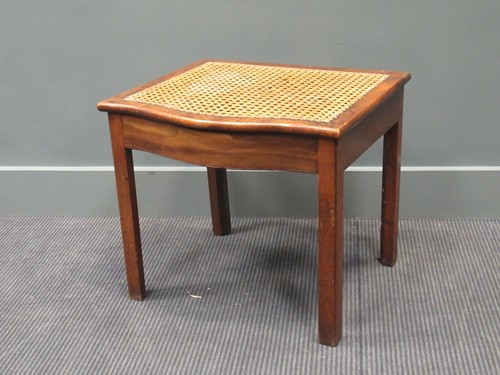 Lot 374 - A cane work mahogany stool, 19th century, the...