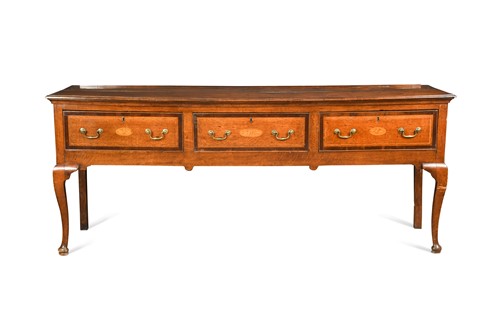 Lot 397 - An inlaid oak dresser base, 18th century
