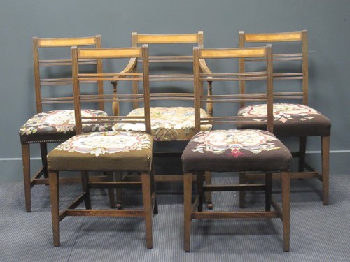 Lot 499 - Set of five 19th century chairs to include an...