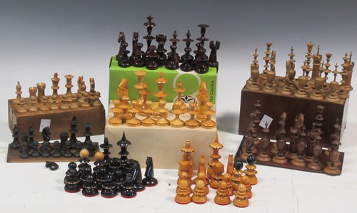 Lot 77 - Four chess sets to include a turned Indian...