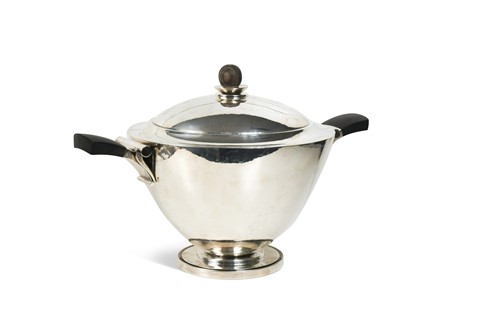 Lot 83 - Harald Nielsen for Georg Jensen, a twin-handled Danish silver tureen and cover, No. 767