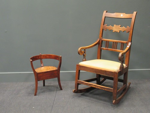 Lot 418 - A small child's beech frame chair with a...