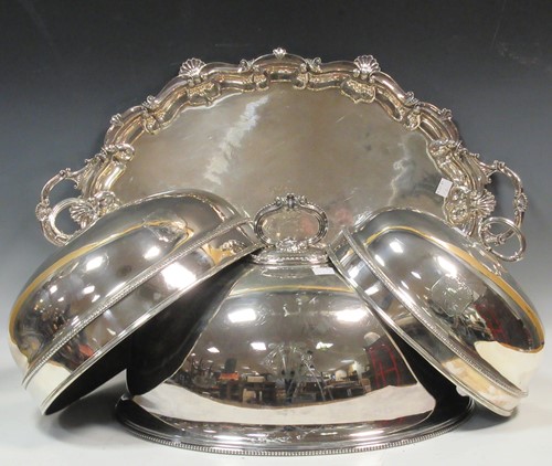 Lot 239 - Three meat domes together with a large two...