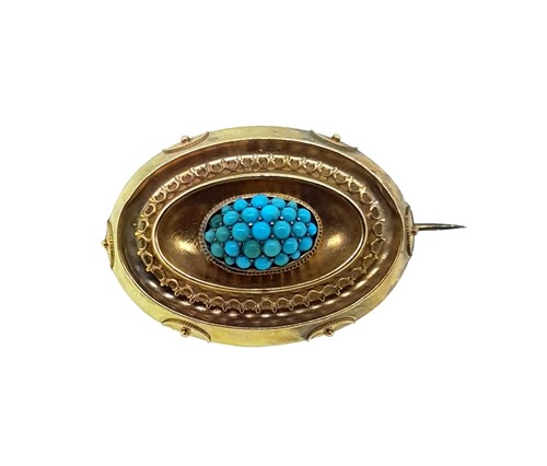 Lot 116 - An Etruscan style turquoise brooch