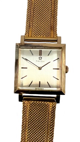 Lot 324 - Omega - An 18ct gold wristwatch with a later bracelet