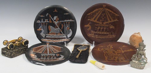Lot 130 - A cased set of opera glasses, plated...