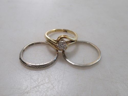 Lot 174 - A hallmarked 18ct gold solitaire ring, diamond...