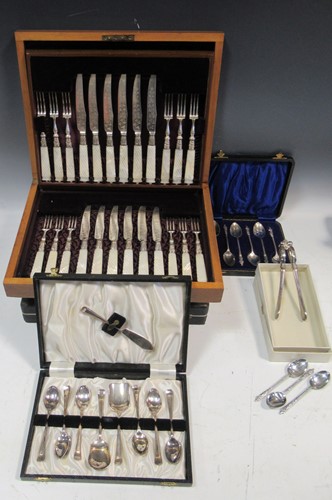 Lot 241 - A mixed group of cased silver-plated flatware,...