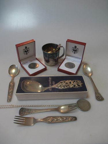 Lot 215 - A collection of continental metalwares silver...