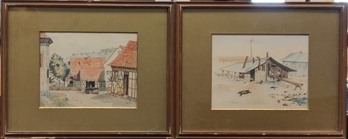 Lot 255 - P. Ward Two prisoner-of-war watercolours,...