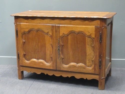 Lot 371 - A 19th century French walnut side cabinet, the...
