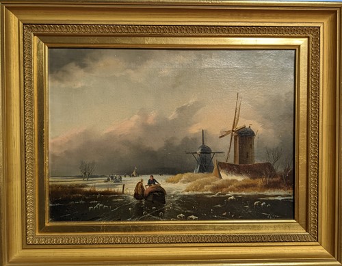 Lot 345 - Dutch School (19th Century) figures ice...