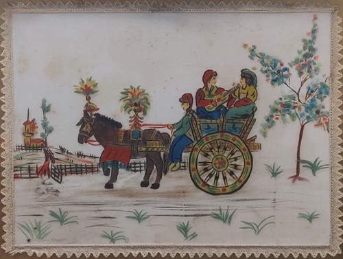 Lot 282 - Provincial School Family on a cart painted...