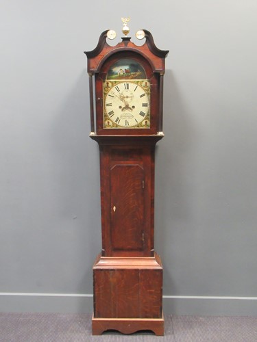 Lot 153 - A George III oak and mahogany longcase clock,...
