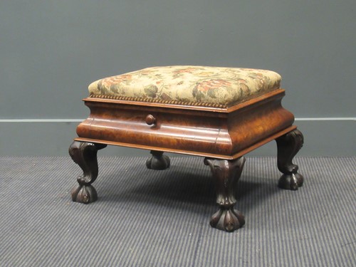 Lot 478 - A Victorian walnut footstool, with a frieze...