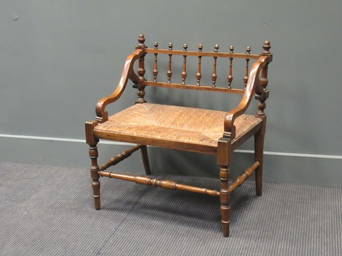 Lot 427 - A 19th century rush seated hall chair, with...