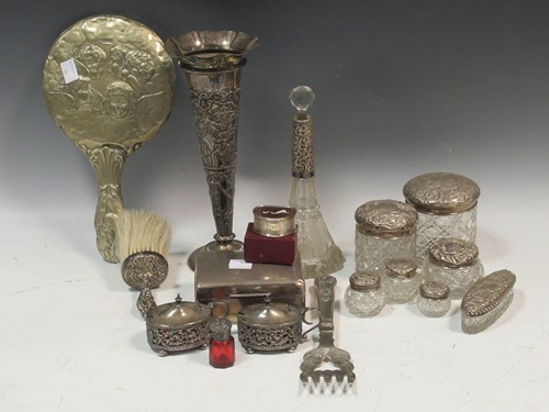 Lot 227 - A collection of silver topped glass dressing...