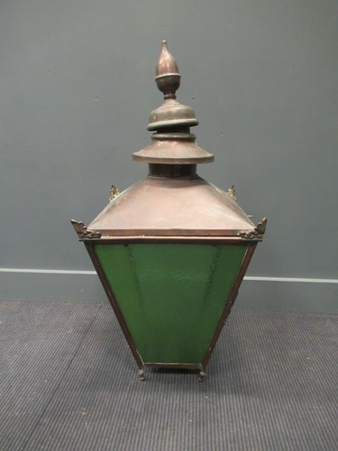 Lot 133 - The hood from a gas street light, with green...