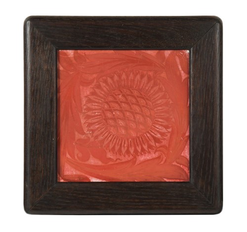 Lot 23 - William De Morgan at Sands End, a framed ruby lustre tile