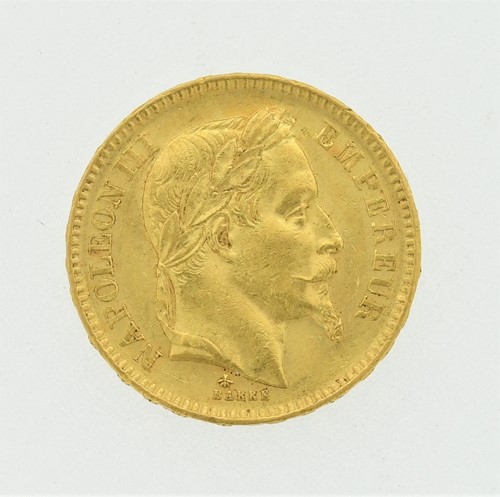 Lot 89 - France Napoleon III 20 Francs gold coin 1866,...