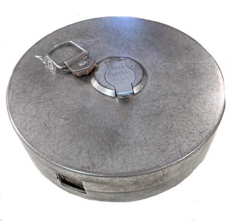 Lot 386 - A George VI silver large retractable field tape measure