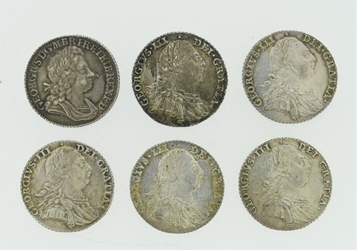Lot 105 - British shillings. George I 1723, George III...