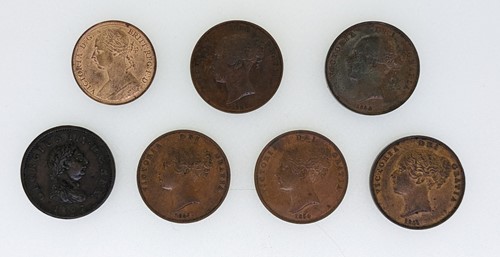 Lot 128 - Pennies. George III 1807; Victoria 1848, 1854...