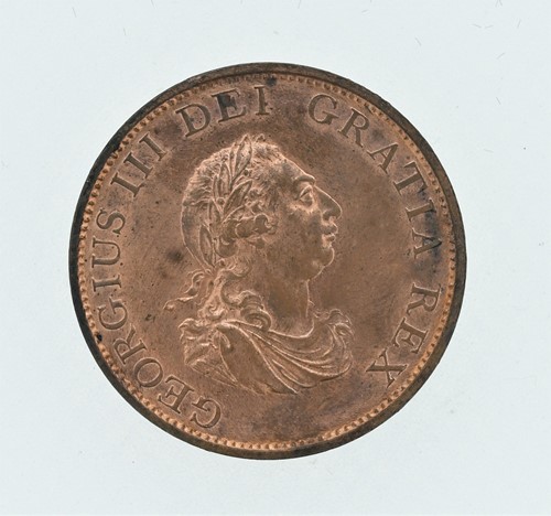 Lot 129 - George III halfpenny 1799, 5(?) gunports, some...