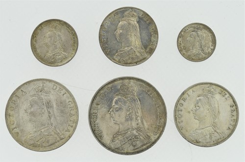 Lot 138 - Victoria 1887 silver crown to sixpence (6)