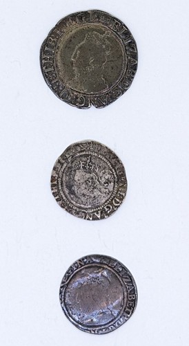 Lot 15 - Elizabeth I shilling 1595-98, sixpence 1570...