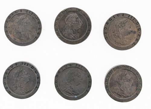 Lot 24 - George III cartwheel twopence 1797 (x6)