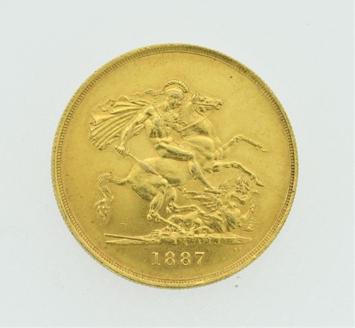 Lot 41 - Victoria gold 5 pounds, 1887, Jubilee head of...