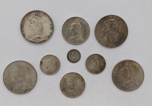 Lot 51 - Victoria, silver coins. Crowns for 1844, 1889...