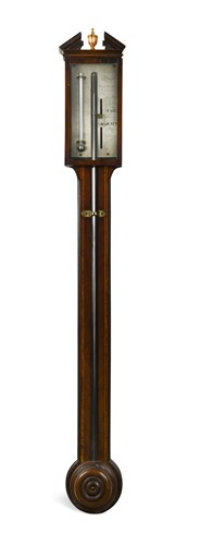 Lot 641 - A mahogany stick barometer by Baptista Ronchetti, early 19th century