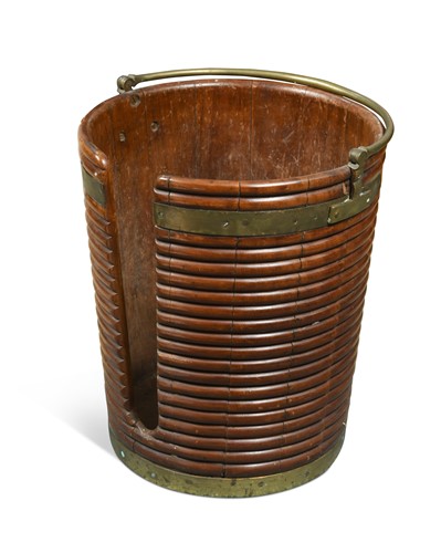 Lot 494 - A George III brass bound mahogany plate bucket, probably Irish